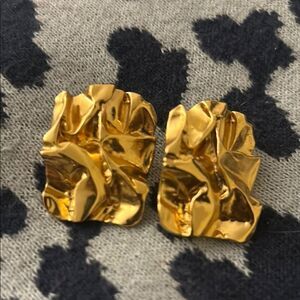 Heavy and Chunky Gold Textured Earrings